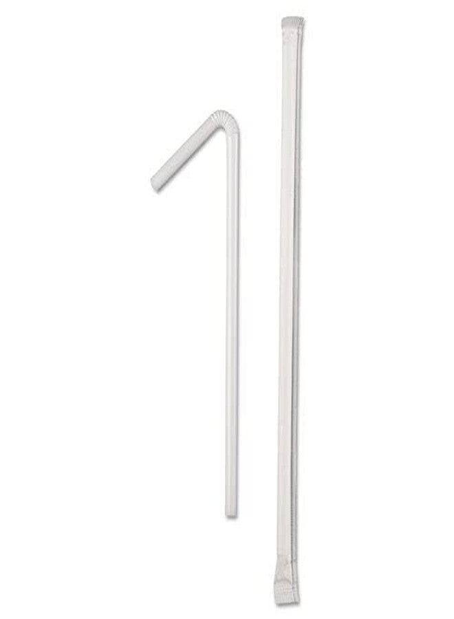 Perfect Stix Flexible Wrapped Jumbo Clear Straws.400 Pack Individually Wrapped. 7.75 Inches in Length Flexible Wrapped Plastic Drinking Straws. 400 CT - Image 1